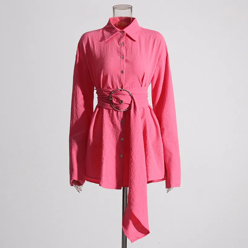 Elegant Casual Women's Shirt Summer New Style Belted Drapey Open Cardigan Solid Color Versatile Fashion Business Commute Style Slim Fit Midi Length display picture 9