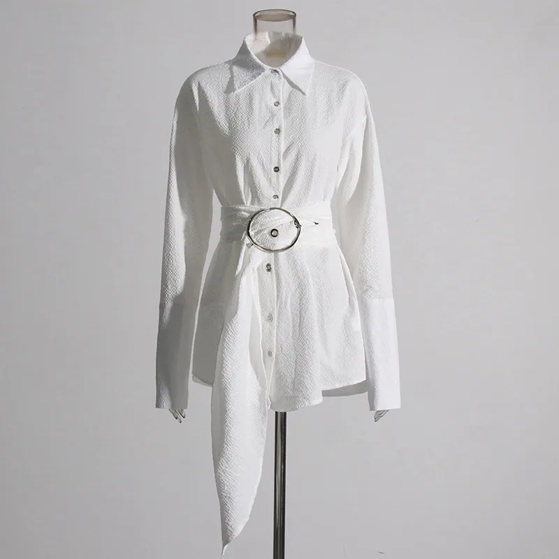 Elegant Casual Women's Shirt Summer New Style Belted Drapey Open Cardigan Solid Color Versatile Fashion Business Commute Style Slim Fit Midi Length display picture 6
