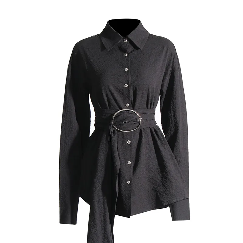 Elegant Casual Women's Shirt Summer New Style Belted Drapey Open Cardigan Solid Color Versatile Fashion Business Commute Style Slim Fit Midi Length display picture 11