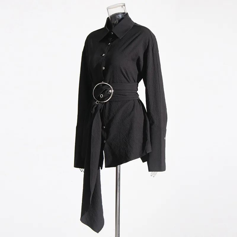 Elegant Casual Women's Shirt Summer New Style Belted Drapey Open Cardigan Solid Color Versatile Fashion Business Commute Style Slim Fit Midi Length display picture 4