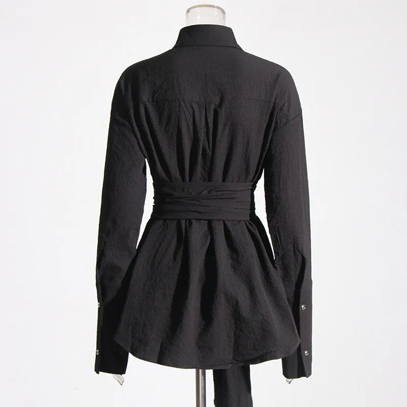 Elegant Casual Women's Shirt Summer New Style Belted Drapey Open Cardigan Solid Color Versatile Fashion Business Commute Style Slim Fit Midi Length display picture 5