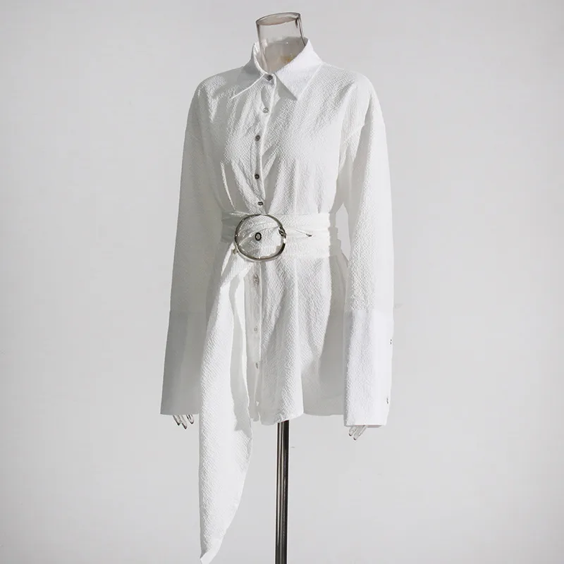 Elegant Casual Women's Shirt Summer New Style Belted Drapey Open Cardigan Solid Color Versatile Fashion Business Commute Style Slim Fit Midi Length display picture 7