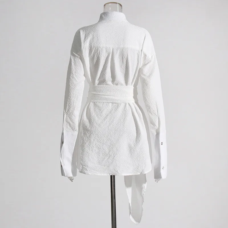 Elegant Casual Women's Shirt Summer New Style Belted Drapey Open Cardigan Solid Color Versatile Fashion Business Commute Style Slim Fit Midi Length display picture 8