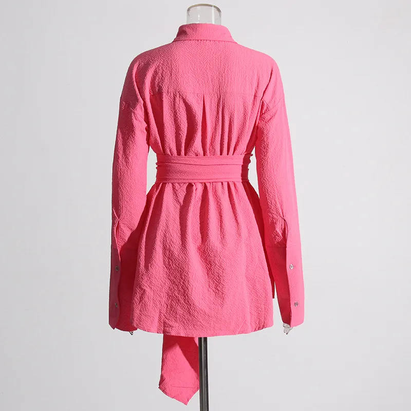 Elegant Casual Women's Shirt Summer New Style Belted Drapey Open Cardigan Solid Color Versatile Fashion Business Commute Style Slim Fit Midi Length display picture 10