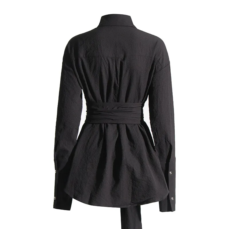 Elegant Casual Women's Shirt Summer New Style Belted Drapey Open Cardigan Solid Color Versatile Fashion Business Commute Style Slim Fit Midi Length display picture 12