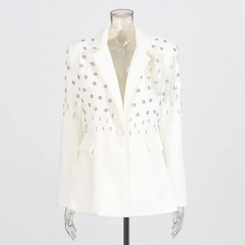 Elegant Pure Color Women's Suit Jacket Tassel Design Custom Fashion Summer New Cotton Polyester Blend Long Sleeve Regular Fit display picture 6