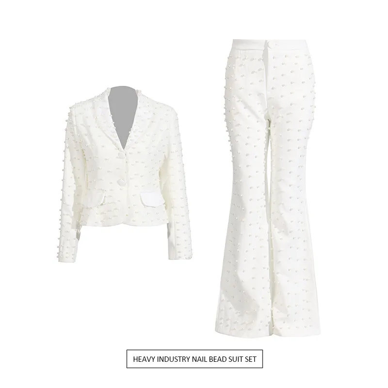 Elegant High Waist Wide Leg Fashion Set Casual Cotton Polyester Blend Long Sleeve Women's Outfit French Style Leisure Ensemble display picture 2