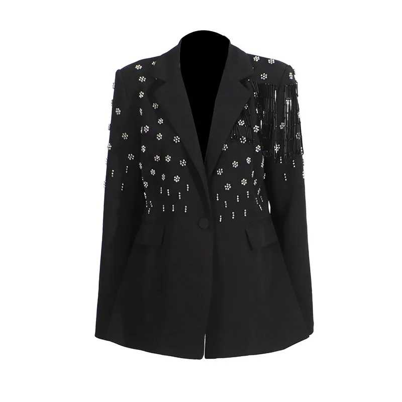 Elegant Pure Color Women's Suit Jacket Tassel Design Custom Fashion Summer New Cotton Polyester Blend Long Sleeve Regular Fit display picture 8