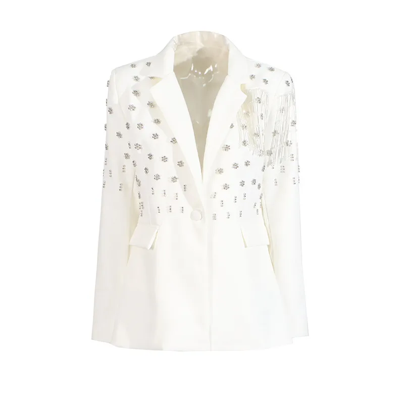 Elegant Pure Color Women's Suit Jacket Tassel Design Custom Fashion Summer New Cotton Polyester Blend Long Sleeve Regular Fit display picture 10