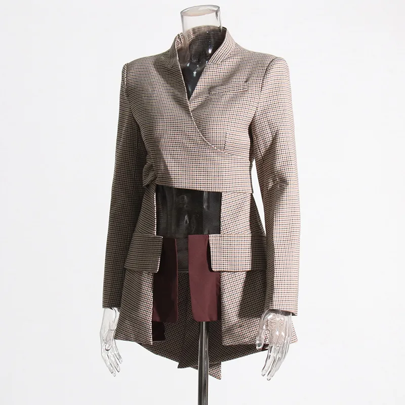 Elegant Slim-Fit Bow Vest Women's Fashion Stitching Suit Jacket V-neck Long Sleeve Commuter Style display picture 4