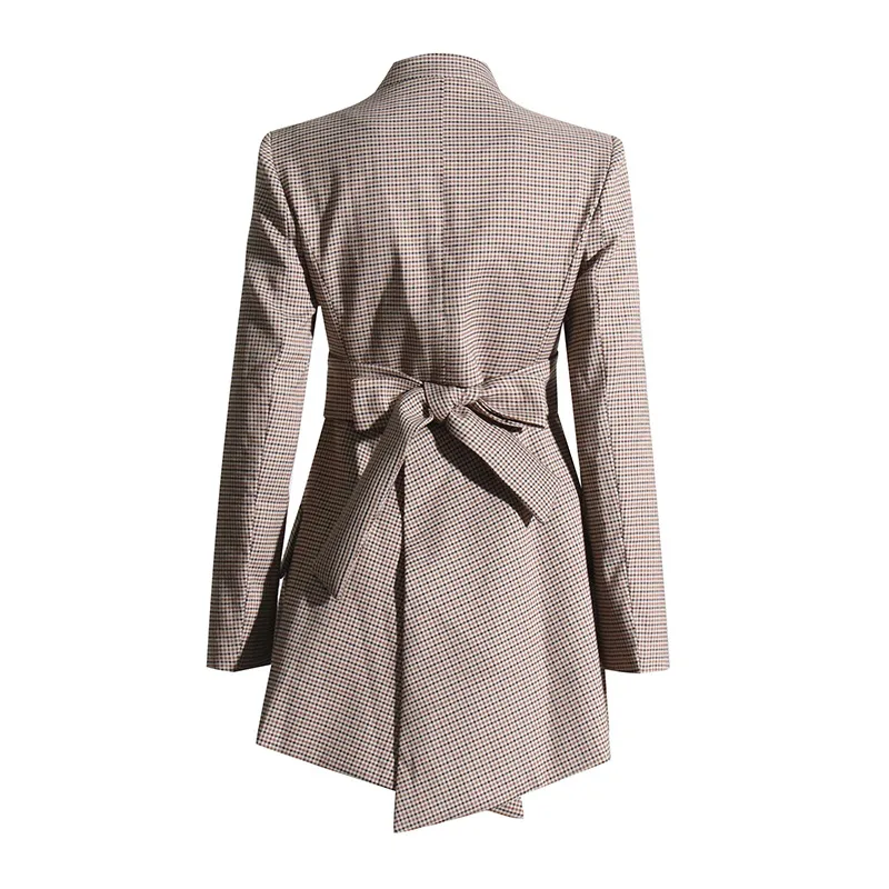 Elegant Slim-Fit Bow Vest Women's Fashion Stitching Suit Jacket V-neck Long Sleeve Commuter Style display picture 7