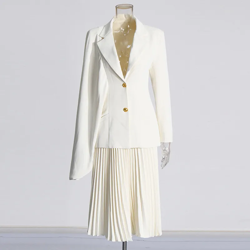 Elegant Commute Fashion Show Outfit Two-Piece Set Summer New Irregular Cut Skirt Long Sleeve Pure Color Casual Suit For Women display picture 3