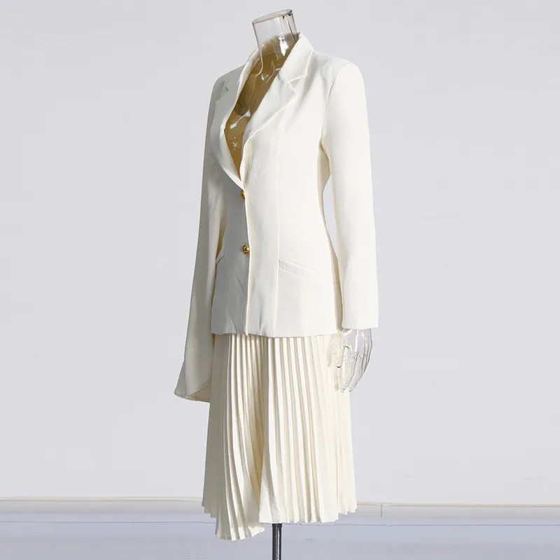 Elegant Commute Fashion Show Outfit Two-Piece Set Summer New Irregular Cut Skirt Long Sleeve Pure Color Casual Suit For Women display picture 4