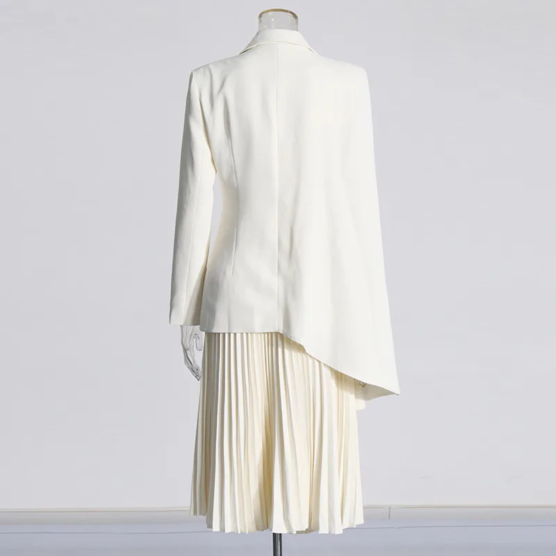 Elegant Commute Fashion Show Outfit Two-Piece Set Summer New Irregular Cut Skirt Long Sleeve Pure Color Casual Suit For Women display picture 5