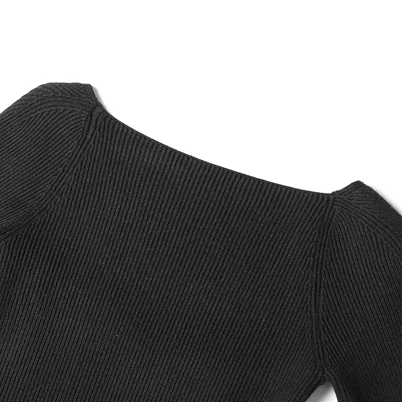 Slim Fit Long Sleeve Knitted Top V Neck Solid Color Early Autumn Fashionable Ladies' No Shoulder Sexy Commuting Style display picture 19