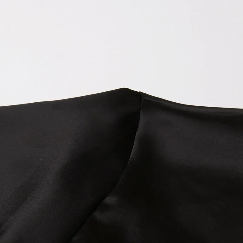 Elegant Satin Wrap Bodycon Dress Women's High Waist Long Sleeve Turn-down Collar Slimming Dress Stylish Pure Color Summer Fashion display picture 8