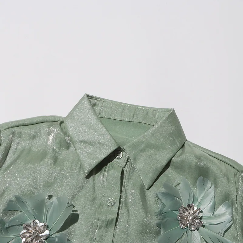 Retro Style Stand Collar Long Sleeve Women's Chiffon Shirt Floral Decoration Elegant 3D Flower Art Fashion Top display picture 8