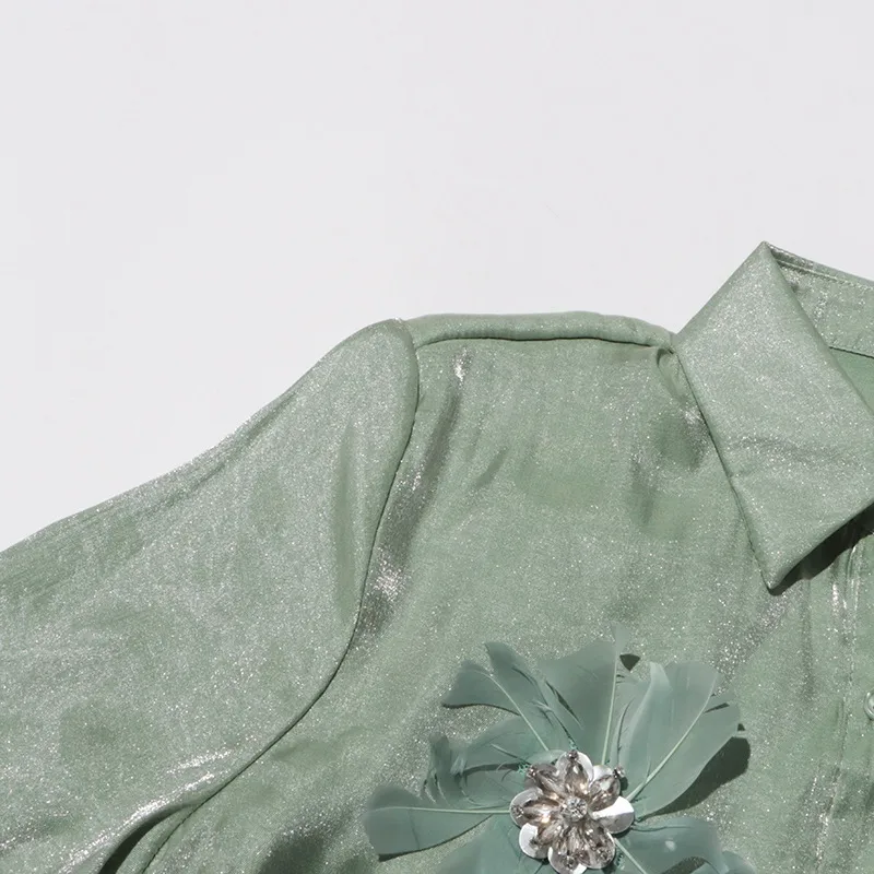 Retro Style Stand Collar Long Sleeve Women's Chiffon Shirt Floral Decoration Elegant 3D Flower Art Fashion Top display picture 9
