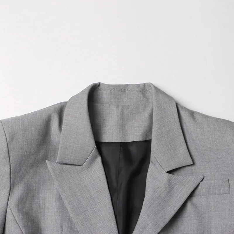 Elegant Commuter Style Women's Suit Jacket Long Sleeve Slim Fit Design Spring Summer New Leaf Edge Sleeve Splice Cotton Polyester display picture 9
