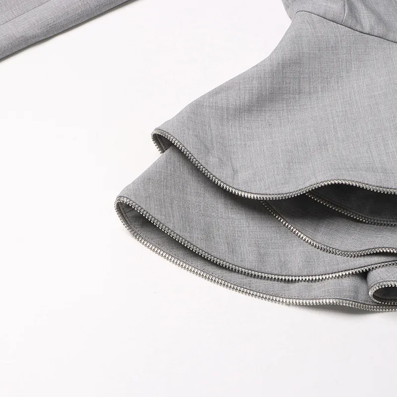 Elegant Commuter Style Women's Suit Jacket Long Sleeve Slim Fit Design Spring Summer New Leaf Edge Sleeve Splice Cotton Polyester display picture 15