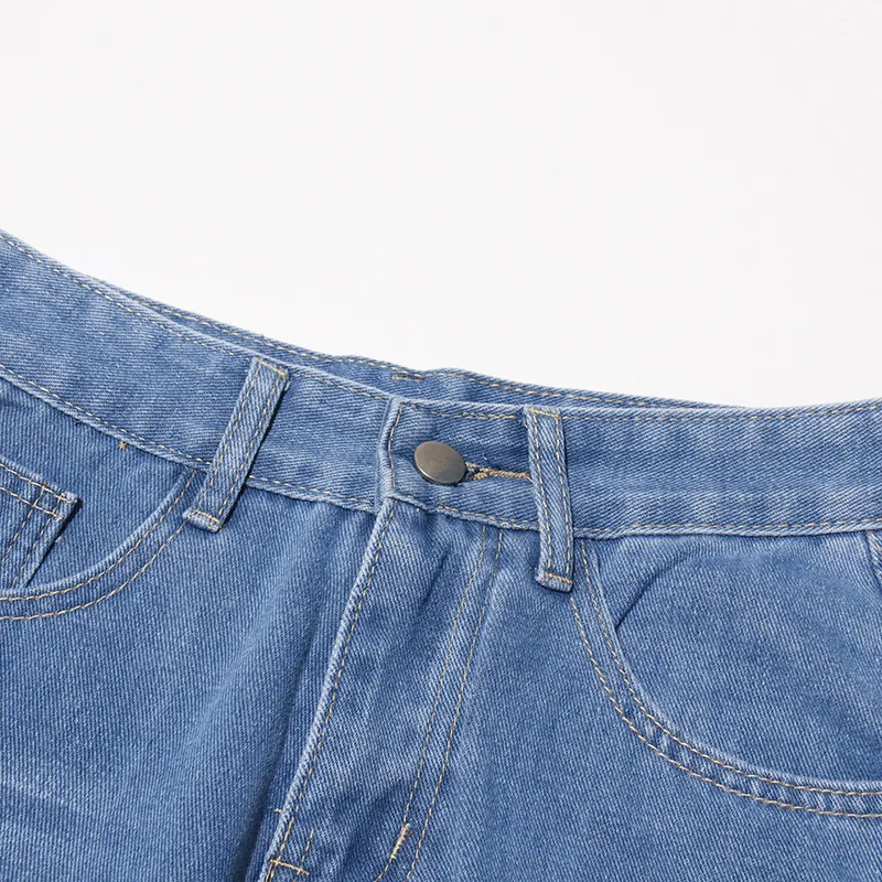 Elegant High Waist Straight Jeans Women Commuter Style Lace Design Patchwork Cotton Polyester Jeans Fashion display picture 7