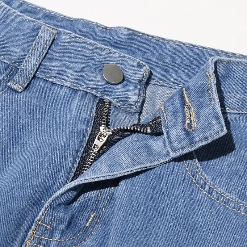 Elegant High Waist Straight Jeans Women Commuter Style Lace Design Patchwork Cotton Polyester Jeans Fashion display picture 9