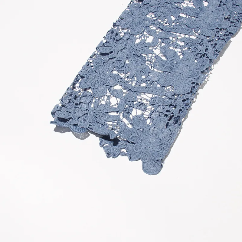 Elegant High Waist Straight Jeans Women Commuter Style Lace Design Patchwork Cotton Polyester Jeans Fashion display picture 11