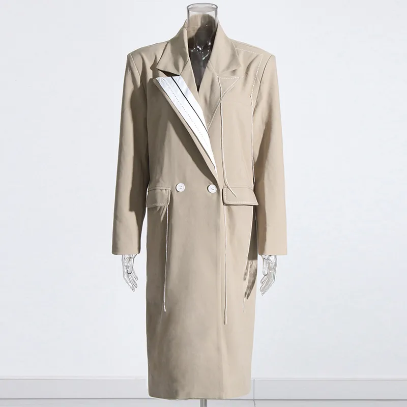 Elegant Commuter Style Long Sleeve Stand Collar Coat Women's Fashion Double Breasted High-End Design Solid Color Trench Coat display picture 3