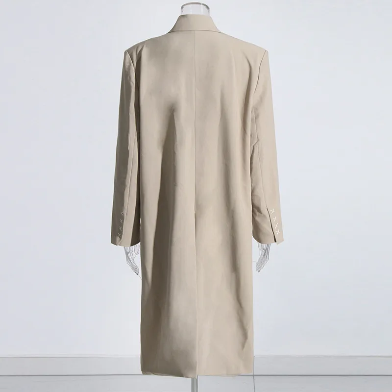 Elegant Commuter Style Long Sleeve Stand Collar Coat Women's Fashion Double Breasted High-End Design Solid Color Trench Coat display picture 4
