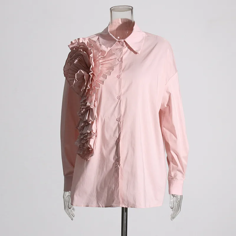 Women's Loose Casual Floral Patchwork Pure Color Shirt Summer 2025 Trendy Commute Style Long Sleeve Mid-Length Polyester Cotton Blend display picture 5