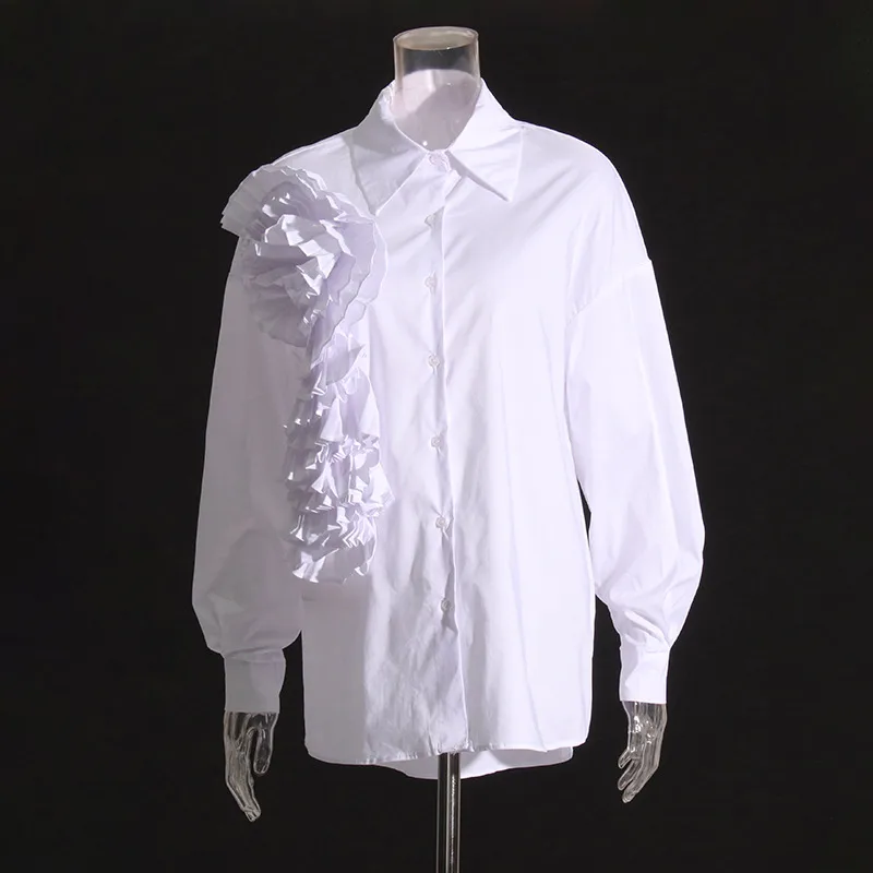 Women's Loose Casual Floral Patchwork Pure Color Shirt Summer 2025 Trendy Commute Style Long Sleeve Mid-Length Polyester Cotton Blend display picture 11