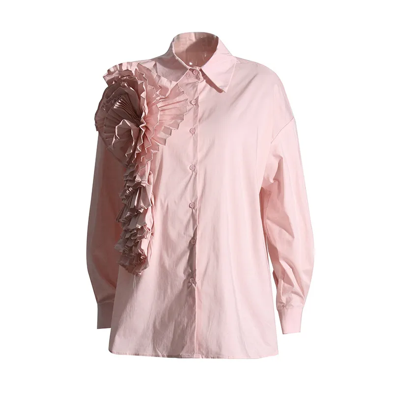 Women's Loose Casual Floral Patchwork Pure Color Shirt Summer 2025 Trendy Commute Style Long Sleeve Mid-Length Polyester Cotton Blend display picture 15