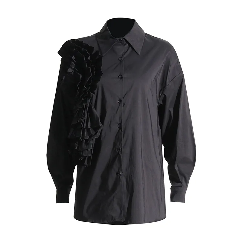 Women's Loose Casual Floral Patchwork Pure Color Shirt Summer 2025 Trendy Commute Style Long Sleeve Mid-Length Polyester Cotton Blend display picture 19