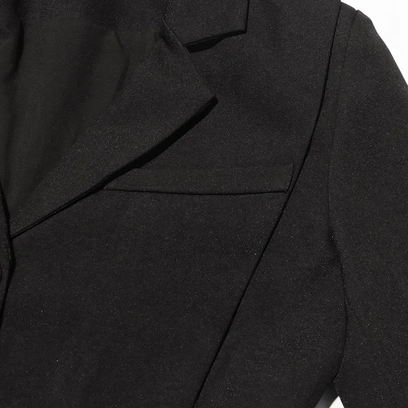 Elegant French Style Suit Dress V Neck Asymmetrical Hollow Out Splicing Design High End Texture Pure Color Long Sleeve Women's Wear display picture 11
