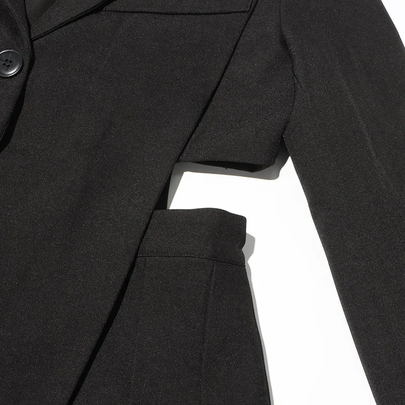 Elegant French Style Suit Dress V Neck Asymmetrical Hollow Out Splicing Design High End Texture Pure Color Long Sleeve Women's Wear display picture 12