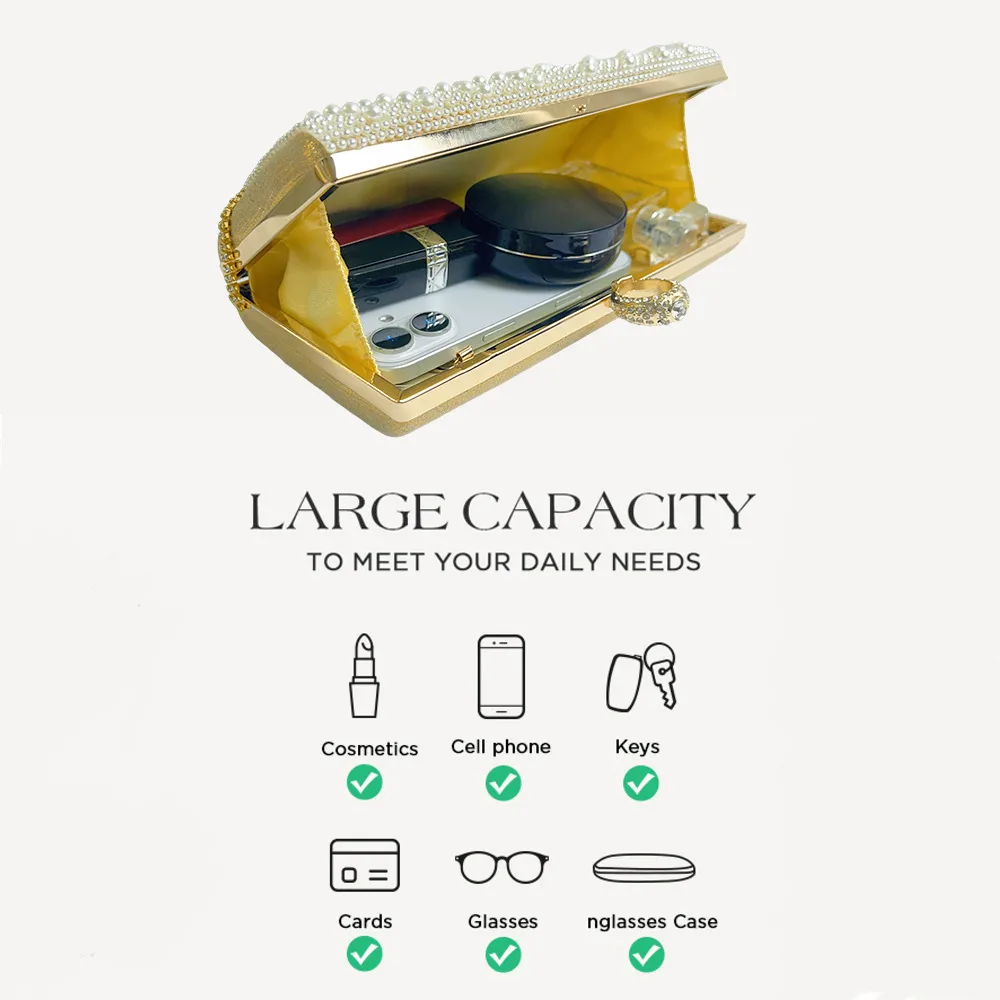 Elegant Pearl Rhinestone Evening Bag Women's Handbag Shoulder Messenger Tassel Handle Urban Simple Style Square Bag display picture 2
