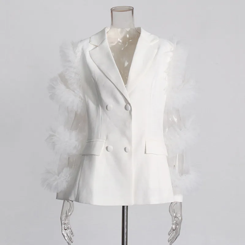 Elegant British Style Long Sleeve Solid Color Women's Suit Jacket Fashionable Patchwork Lace Trim Design Commute Workwear display picture 3