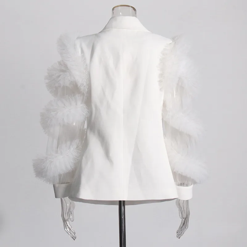 Elegant British Style Long Sleeve Solid Color Women's Suit Jacket Fashionable Patchwork Lace Trim Design Commute Workwear display picture 5