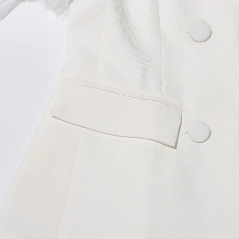 Elegant British Style Long Sleeve Solid Color Women's Suit Jacket Fashionable Patchwork Lace Trim Design Commute Workwear display picture 11