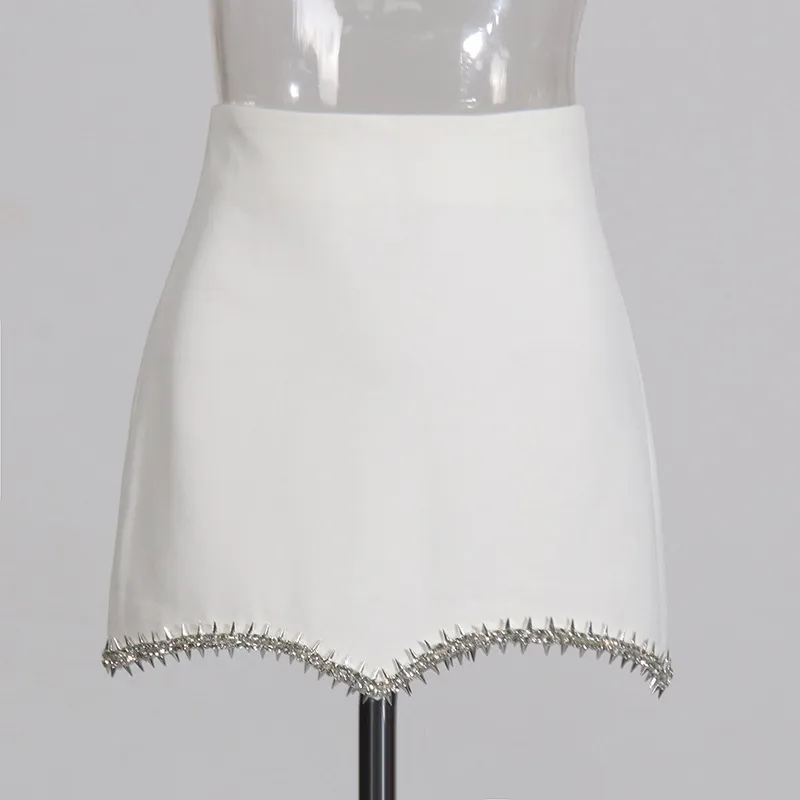Elegant Casual Women's Fashion Set High Waist Mini Skirt Short Design Beads Two-Piece Suit Long Sleeve Pure Color Cotton Polyester display picture 15