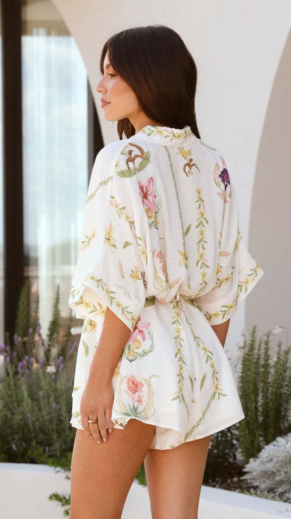 Fashion Style Women's Jumpsuit Stand Collar Half Sleeve Belt Loose Short Polyester Fabric Commuter Style display picture 10