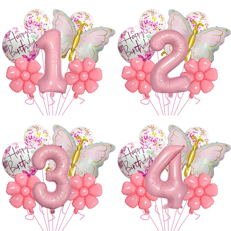 Bright Pink Butterfly Shape Aluminum Foil Balloon Set 32 Inch Birthday Party Carnival Children Celebration Decorations display picture 1