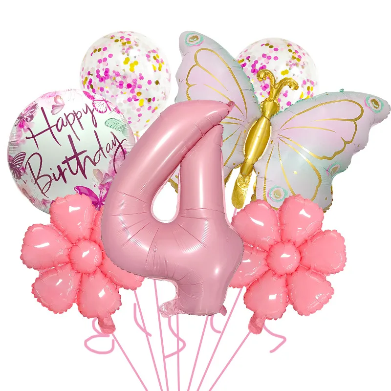Bright Pink Butterfly Shape Aluminum Foil Balloon Set 32 Inch Birthday Party Carnival Children Celebration Decorations display picture 8