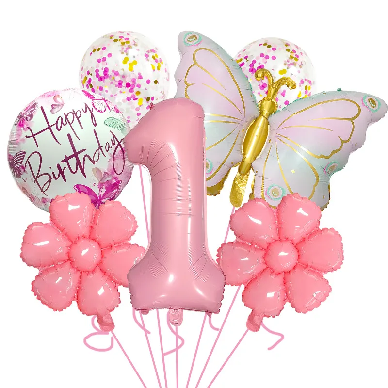 Bright Pink Butterfly Shape Aluminum Foil Balloon Set 32 Inch Birthday Party Carnival Children Celebration Decorations display picture 5