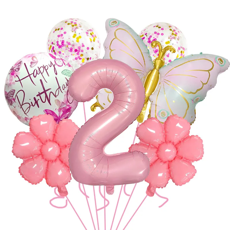 Bright Pink Butterfly Shape Aluminum Foil Balloon Set 32 Inch Birthday Party Carnival Children Celebration Decorations display picture 6
