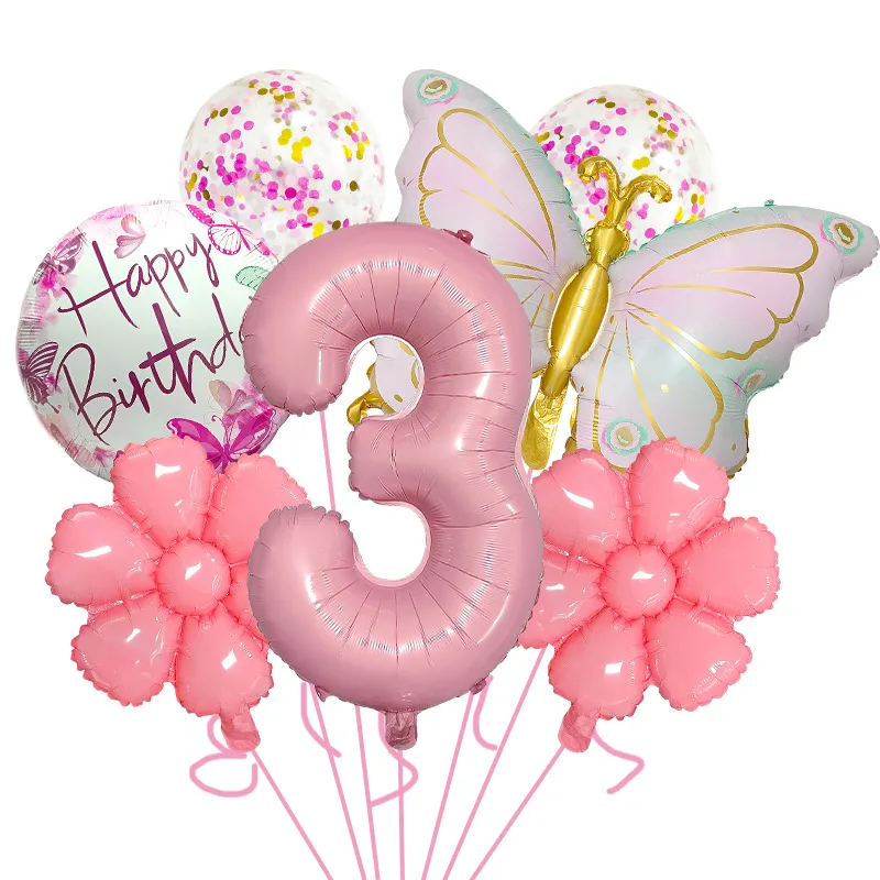 Bright Pink Butterfly Shape Aluminum Foil Balloon Set 32 Inch Birthday Party Carnival Children Celebration Decorations display picture 7