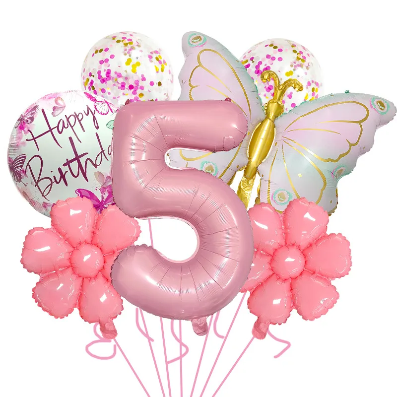 Bright Pink Butterfly Shape Aluminum Foil Balloon Set 32 Inch Birthday Party Carnival Children Celebration Decorations display picture 9