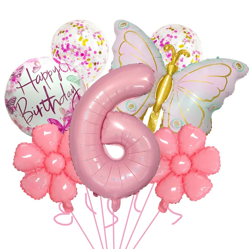 Bright Pink Butterfly Shape Aluminum Foil Balloon Set 32 Inch Birthday Party Carnival Children Celebration Decorations display picture 10