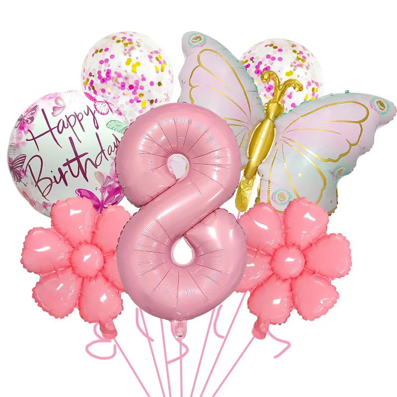 Bright Pink Butterfly Shape Aluminum Foil Balloon Set 32 Inch Birthday Party Carnival Children Celebration Decorations display picture 12