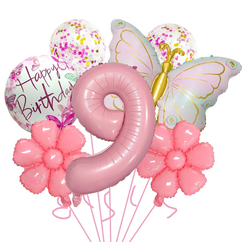 Bright Pink Butterfly Shape Aluminum Foil Balloon Set 32 Inch Birthday Party Carnival Children Celebration Decorations display picture 13